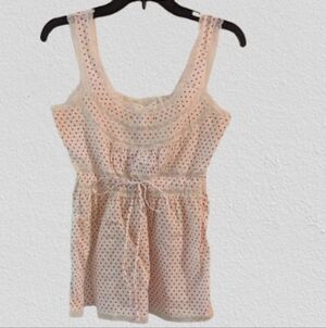 Original & Glamour Chic Cream Red Polka Dot Tank Top Medium